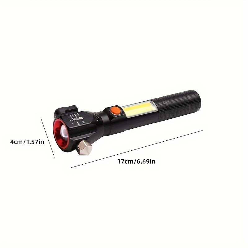 1pc Strong Light Flashlight, Car Repair Light, Home / Car Fire Hammer, Safety Hammer, USB Charging Hand Electric Super Bright details 3