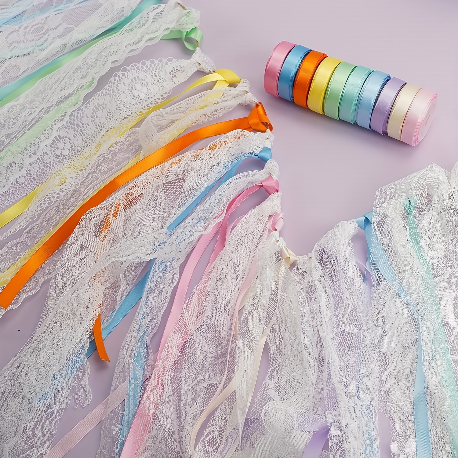 10 Colors Fabric Ribbon Silk Satin Roll Satin Ribbon Rolls - Temu