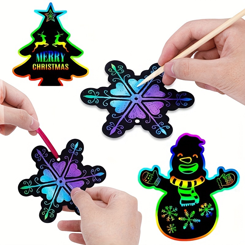 Rainbow Color Scratch Christmas Ornaments Magic Scratch - Temu