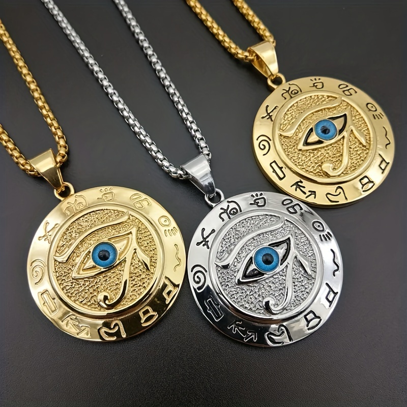 

1pc Ancient Egyptian Horus Eye Titanium/stainless Steel Pendant The Eye Of Horus Eagle Head God Eye Necklace, Father's Day Gift