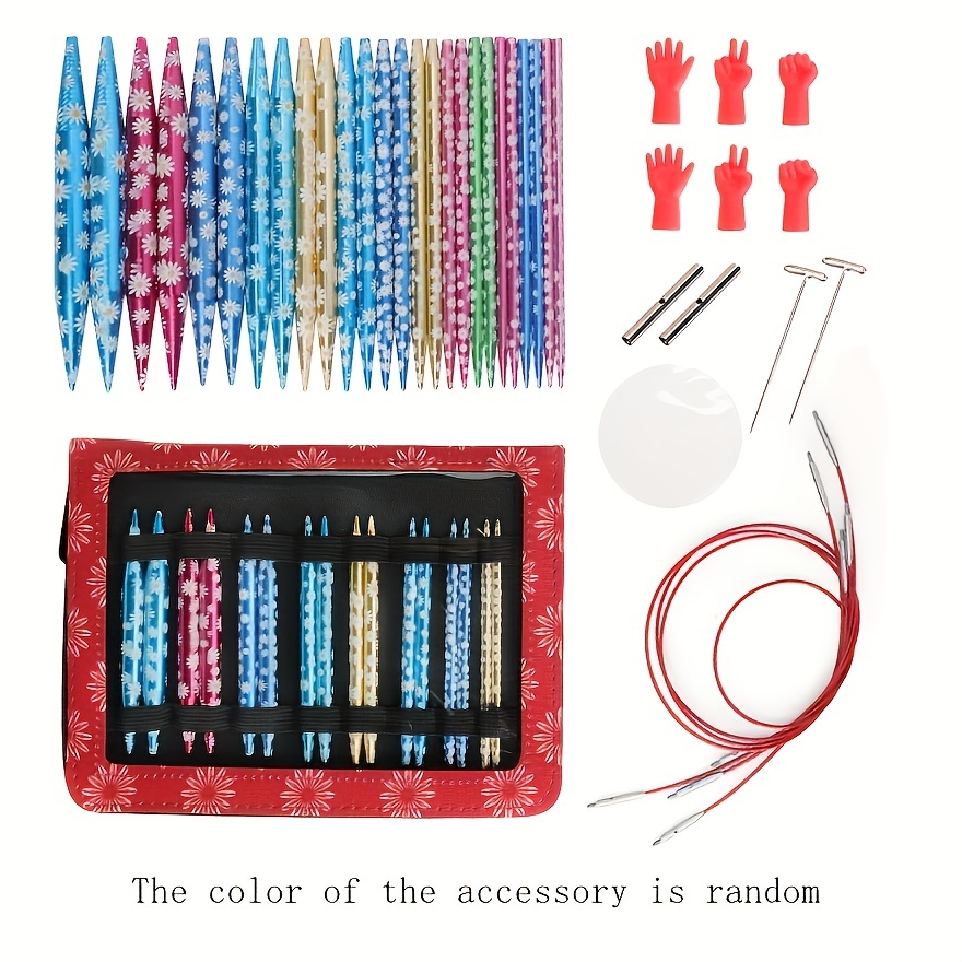 13pcs Interchangeable Circular Knitting Needles Set With Case And  Accessories Round Aluminum Kit Suitable For Knitter Enthusiasts