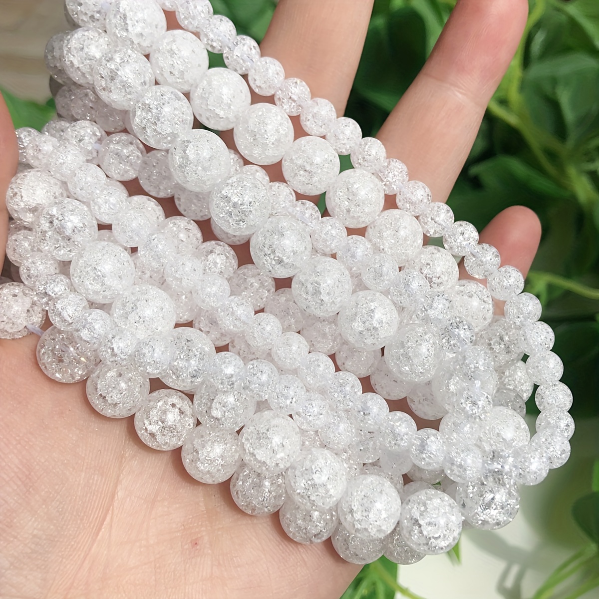 Natural Matte Polished White Crackle Crystal Stone Beads Round Loose Beads  For Jewelry Making Diy Bracelet Handmade Accessories - Temu Norway