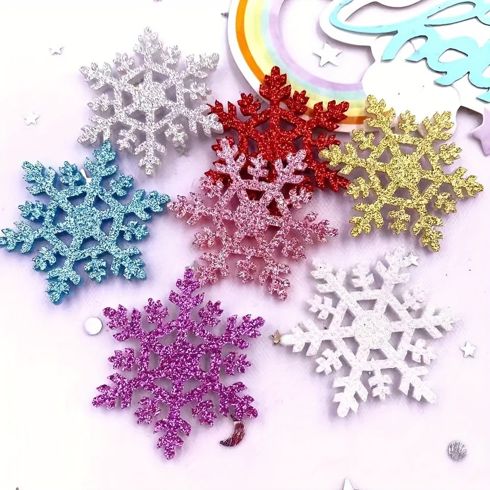 Silvery Glitter Snowflake Window Stickers，Sparkling Snowflake Window  Clings，Winter Wonderland Decoration For Home