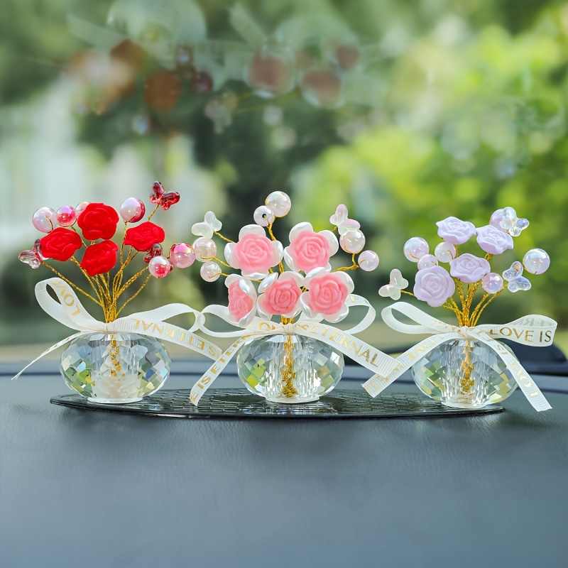 Mini Flower Bouquet Decoration Car Mini Hand Bouquet Car Air - Temu