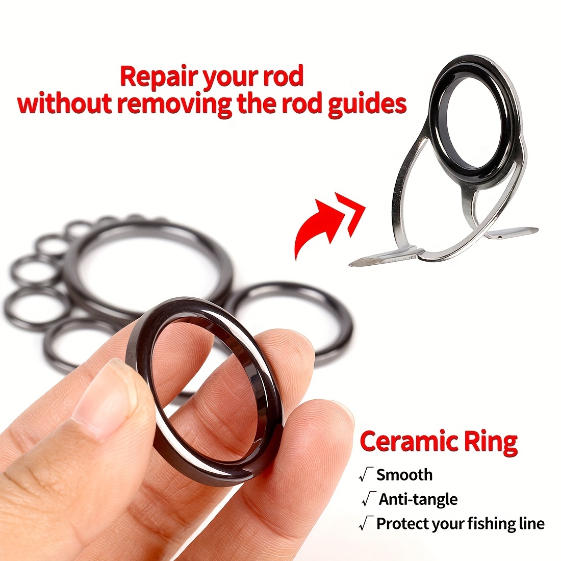 Fishing Accessories Fishing Rod Repair Kit Ring Wear Resistant Ceramic Guide  Ring Rod Eye Replacement Kit Fishing Rod Guides Alconite Ring Set 230812  From Mang09, $4.73