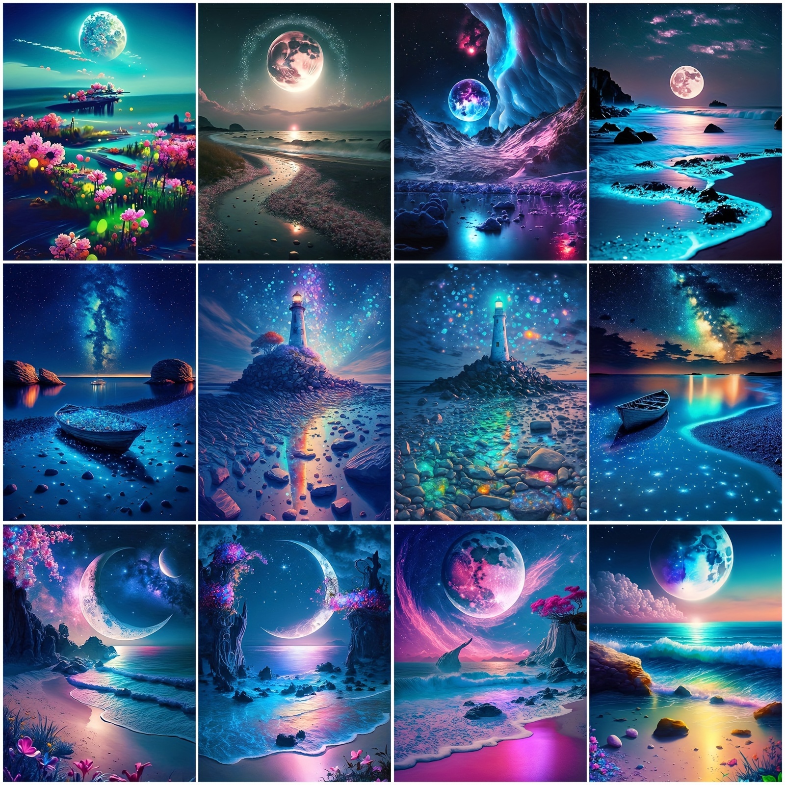 

4pcs Diy 5d Diamond Painting Kits For Adults Landscape Scenery Diamond Gem Art Beads Painting Adult Wall Decor For Adults Home Decor (7.9x9.8 Inches)