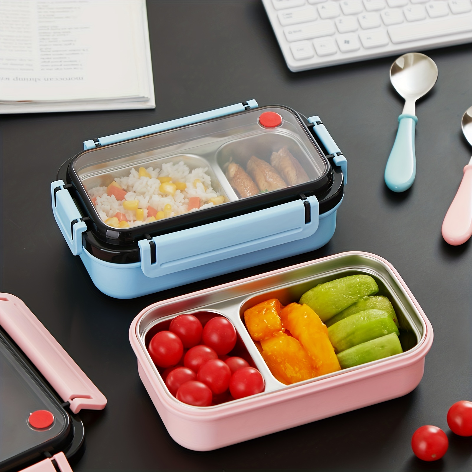 Ryback Lunch Box, Stainless Steel Bento Box, 2 Compartment Food