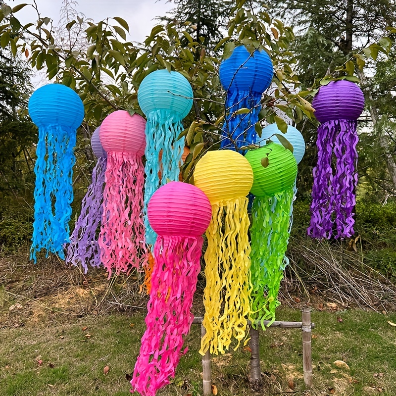 1pc Jellyfish Paper Lantern Mermaid Festival Decoration Colorful Hanging  Light Ocean Party Decorations Hanging Jellyfish Paper Lantern Purplemermaid Party  Supplies Mermaid Decorations Under The Sea Decorations Mermaid Decorations  For Birthday Party