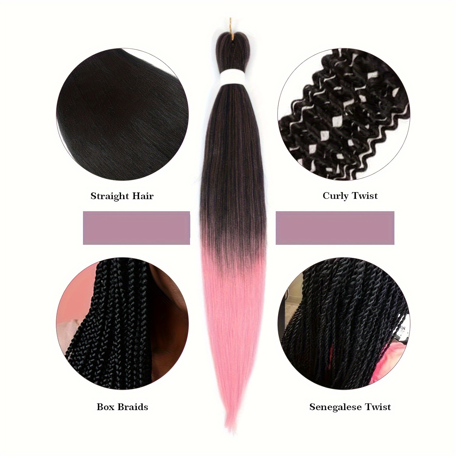 Black Braiding Hair 26 inch Pre Stretched Easy for Braiding Hair Yaki Texture Professional Braiding Hair Hot Water Setting Synthetic Hair Extension