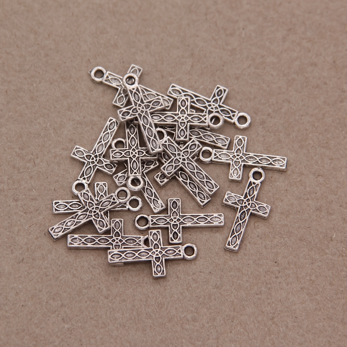 20pcs Silver Plated Hollow Out Cross Charms DIY Hollow Cross Pendants for Jewelry Making Handmade Necklace Earrings Accessories Small Business