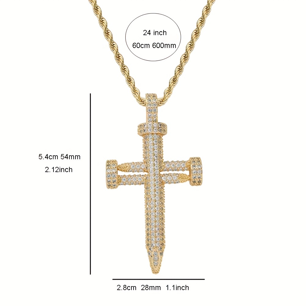 Iced Out Nail Cross CZ Pendant