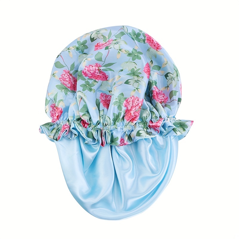 Bonnet de nuit en Satin imprimé fleuri pour enfants, pour cheveux