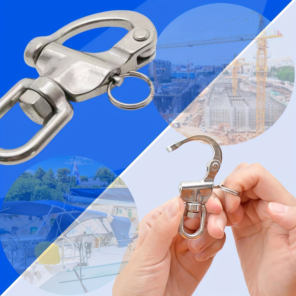 2pcs 316 Stainless Steel Swivel Eye Snap Shackle Quick Release Bail Rigging  Marine Yacht Accessories - Sports & Outdoors - Temu