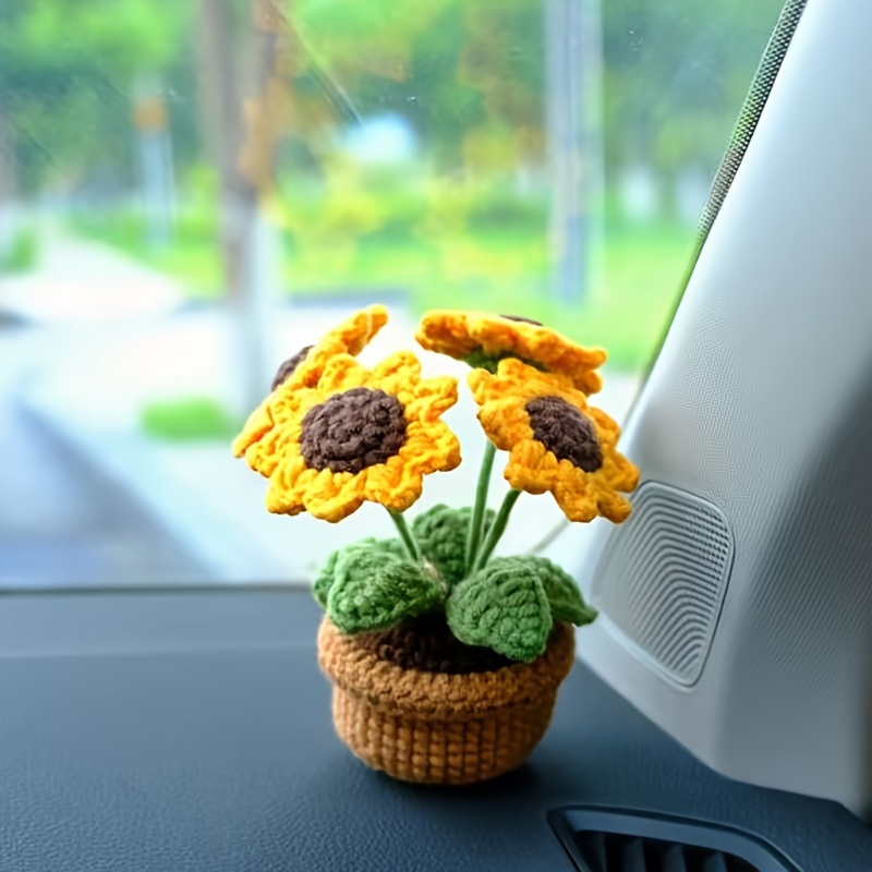 1 Stück Topf-Sonnenblumen-Design, Auto-Ornament, Auto-Innenraum
