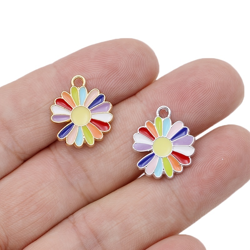 10pcs Alloy Enamel Flower Charms, Golden Plated Connectors, For Jewelry  Making Bracelet Findings Accessories DIY Handmade Craft