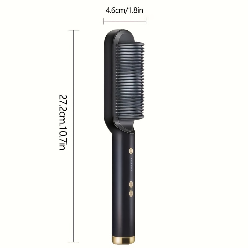hair straightener brush professional heating comb for women mini dual use hair straightening curling tool details 3