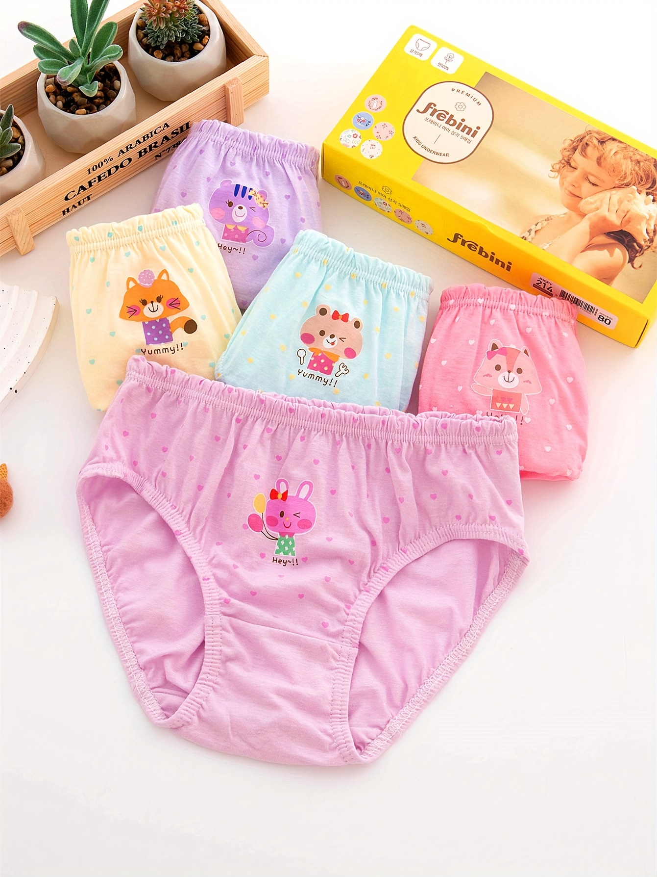 5pcs Girls Cute Unicorn Cartoon Pattern Boxer Shorts, Comfy Girls Panties