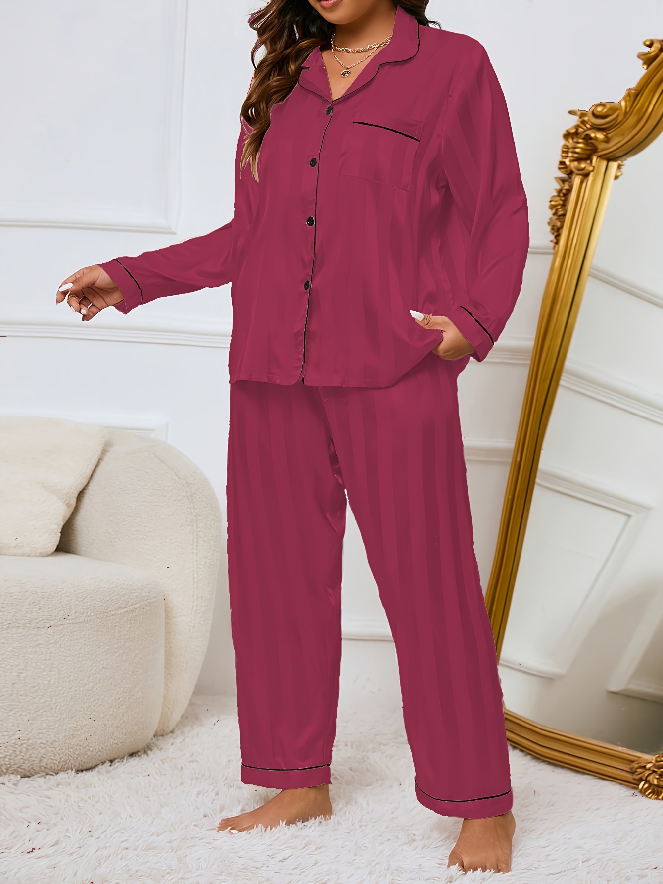 Women Pajama Sets, Cotton Silk Loungewear Women, Plus Size Long