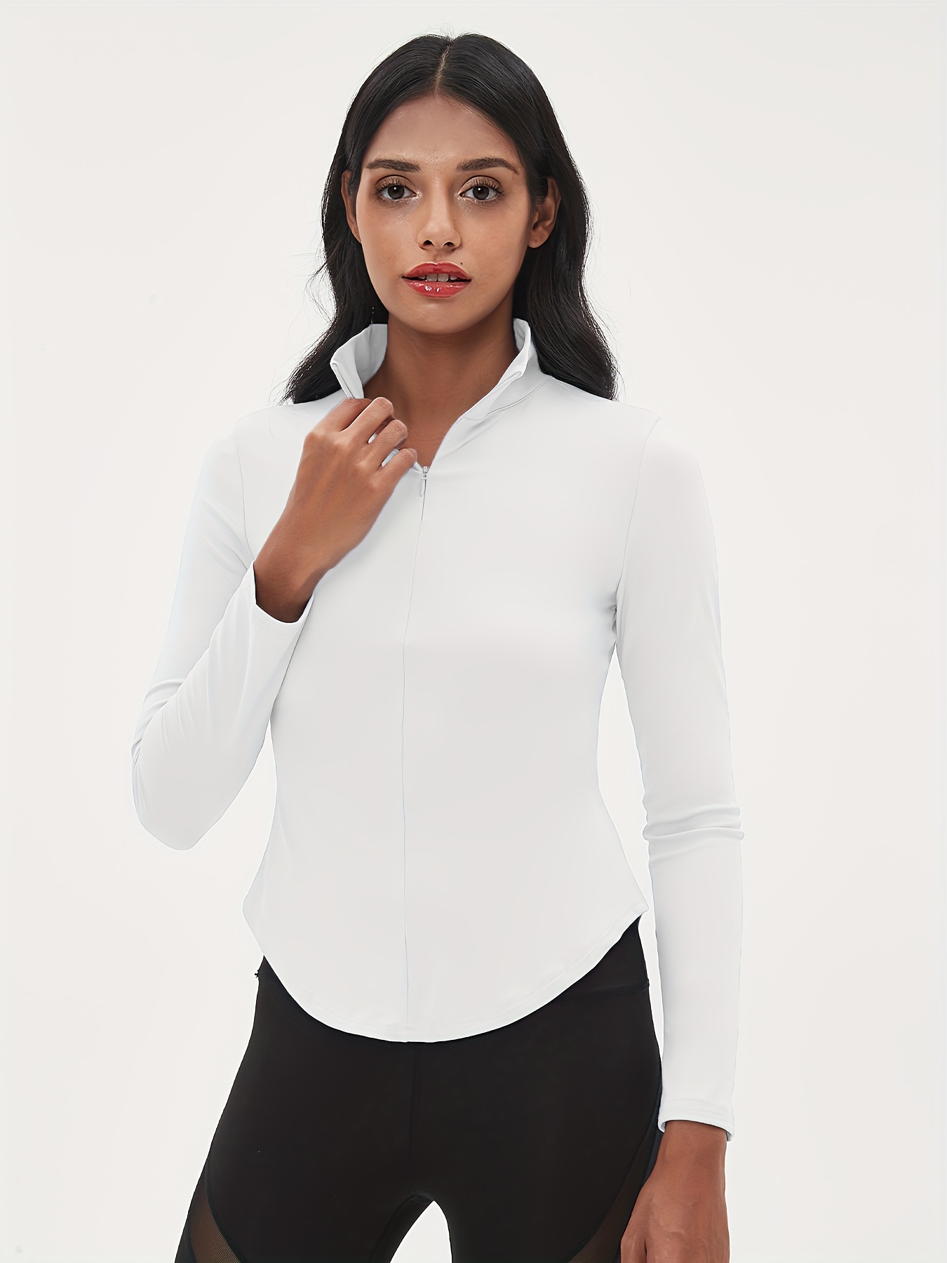 Women Long Sleeve Yoga Shirt Half-Zip Built in Bra Crop Tops Outdoor  Athletic Jacket with Thumb Hole (Red, XS) price in UAE,  UAE