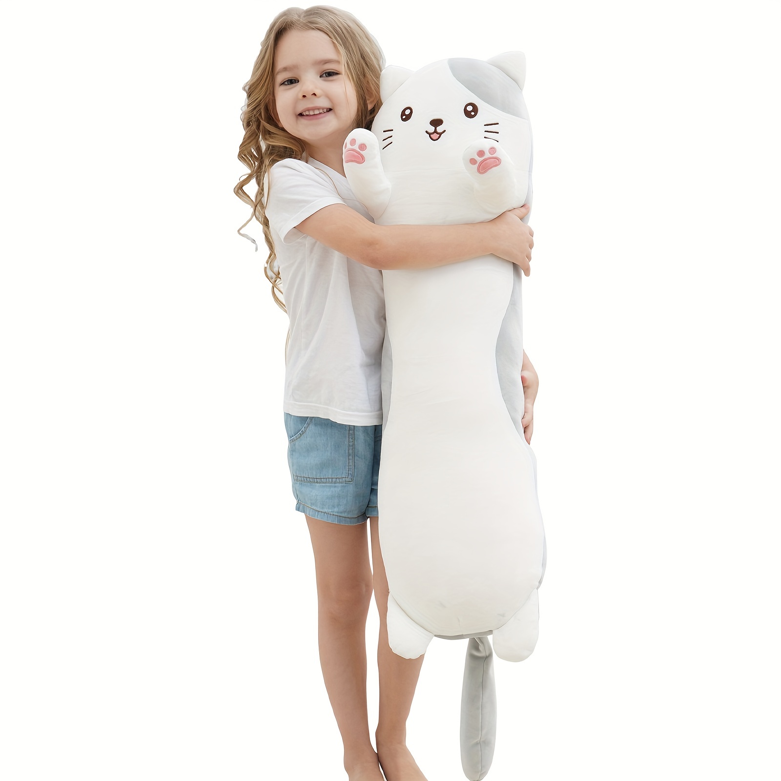 

36 Inch Cat Stuffed Animal, Soft Long Pillow Doll Cute Cartoon Kitten Plush Hugging Pillow Toy Gift For Kids Girlfriend