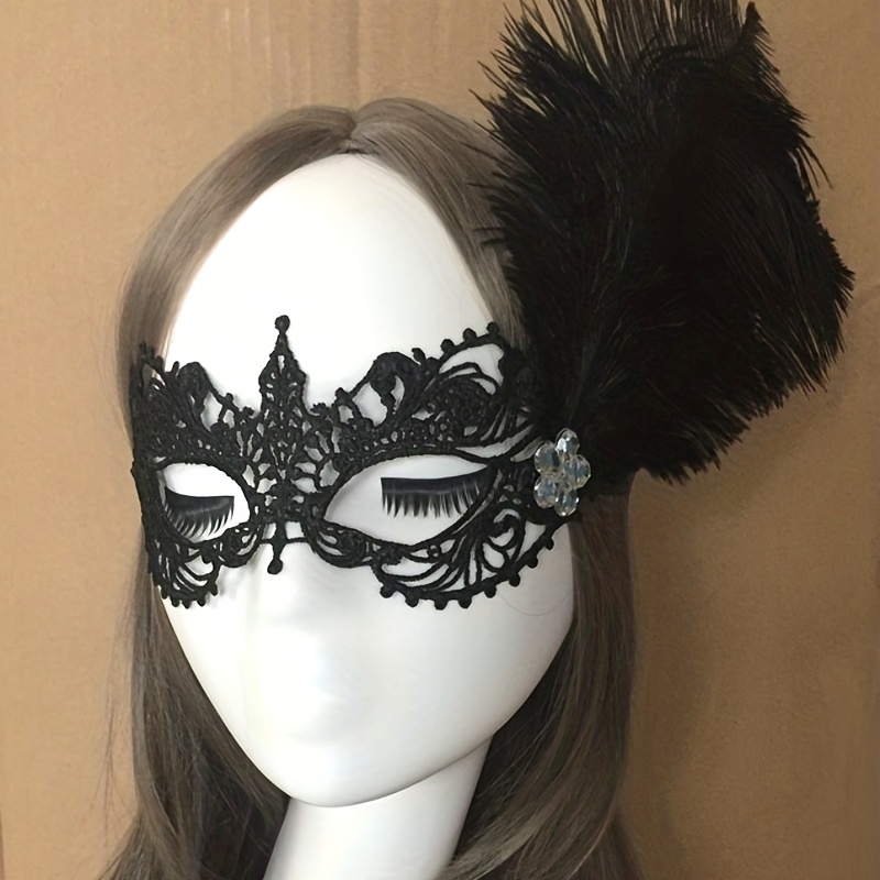 1pc Masquerade Lace Mask,Black Golden White Slivery Mask for Women , Birthday, Party, Gift, Gothic Tassel Cosplay Party Vintage Face Mask Chain