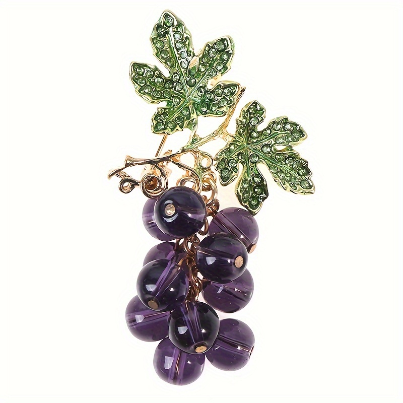 Crystal Grape Pearl Brooches For Women Cute Luxury Brooch Pin