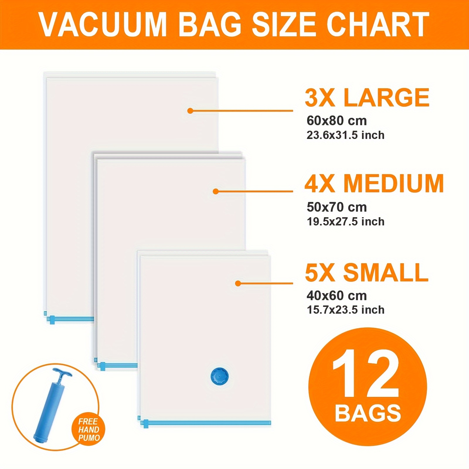 8 x Vacuum Storage Bags Compressed Saving Space Seal Bags Travel Medium  50x70cm