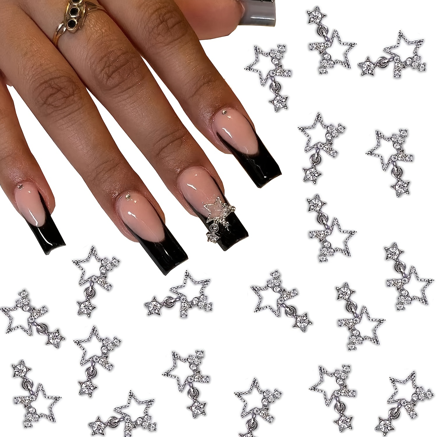 Crystal Alloy Star Nail Charms Rhinestones For Nails 3d - Temu