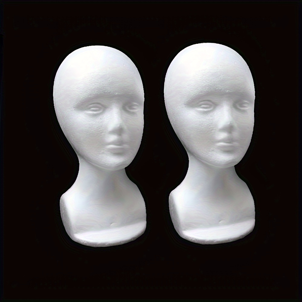 11 3 Pcs Styrofoam Wig Head - Tall Female Foam Mannequin Wig Stand and Holder for Style, Model and Display Hair, Hats and Hairpieces, Mask - for Home
