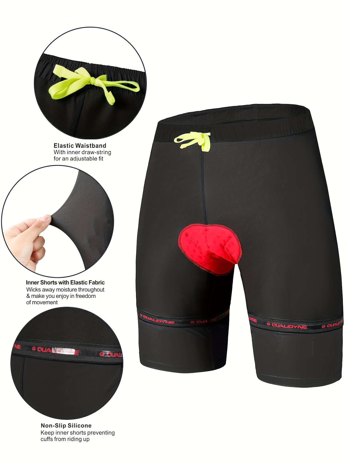 qualidyne Men's Cycling Bike Underwear Shorts 3D Padded Bicycle