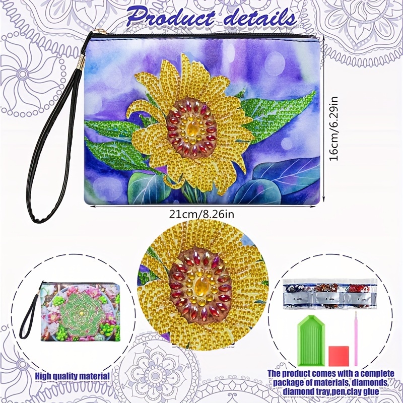 Diy Art Rhinotone Purse And Handbag Sunflower Design Soft - Temu