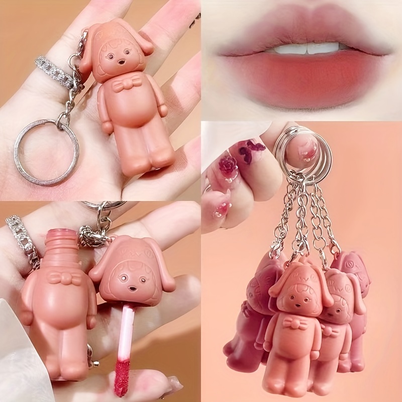 Bear Keychain Lip Stain Velvet Matte Long Lasting Lip Mud
