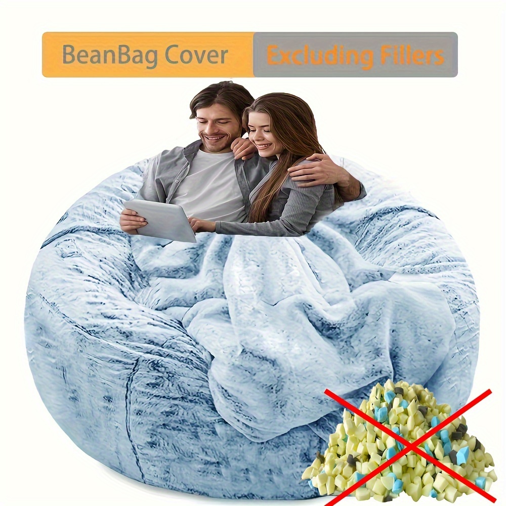  Giant Fur Bean Bag Chair Cover for Kids Adults, (No Filler)  Living Room Furniture Big Round Soft Fluffy Faux Fur Beanbag Lazy Sofa Bed  Cover(Orange, 5FT) : Home & Kitchen