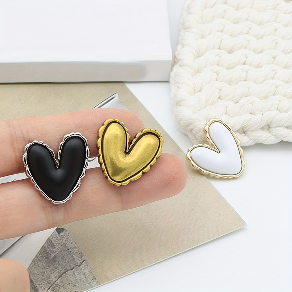 Vintage Heart Shaped Metal Buttons Coat Buttons For Women's - Temu