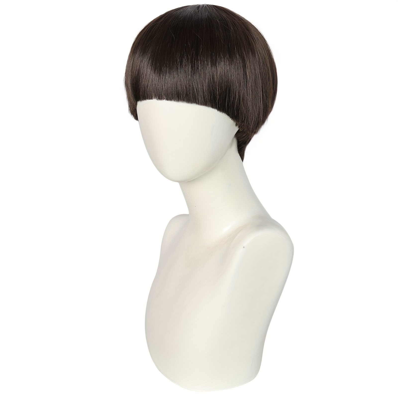 Synthetic Hair Short Brown 1960s Men Synthetic Bowl Cut Temu