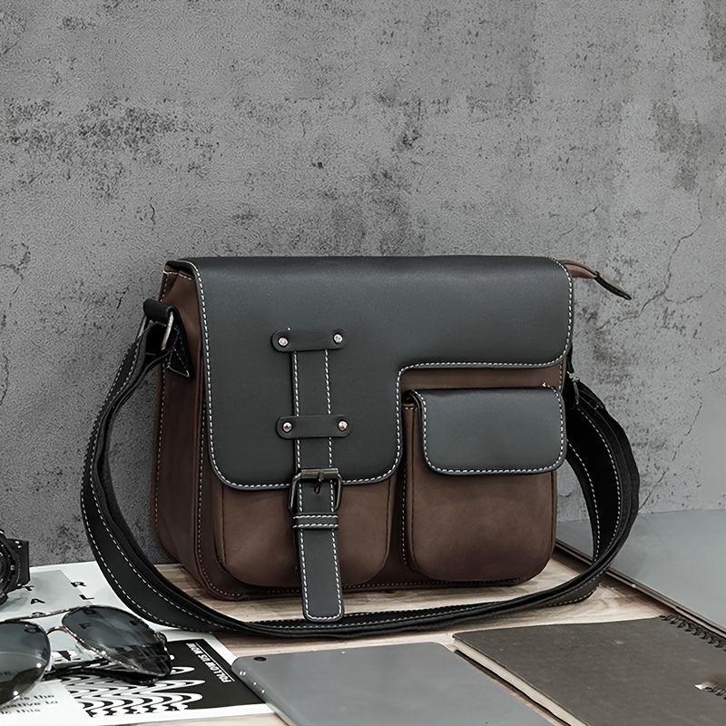 Men's Small Bag Handbag Business Style PU Leather Male Crossbody Bag  Messenger Purse Vintage Pattern Design Men's Shoulder Bag