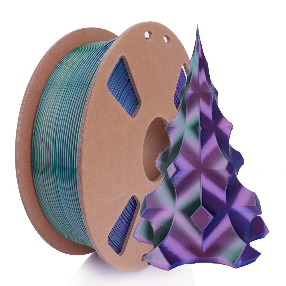 ERYONE Silk Tri-Color Coextrusion PLA Filament,3D Printer 1.75mm,+/-0.03mm,  Triple Color Filament 1KG(2.2lbs), Silk Red,Yellow and Blue