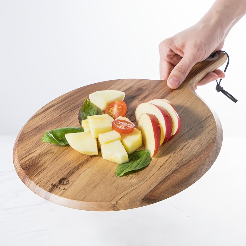 Tabla de cortar de madera maciza en forma de manzana con mango para frutas  y verduras – Pequeña tabla de pan de madera, plato para servir queso, tabla