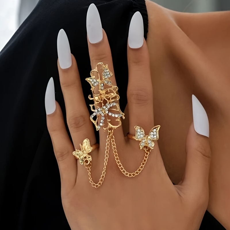 Finger Ring Women Chain, Finger Butterfly Chain Ring