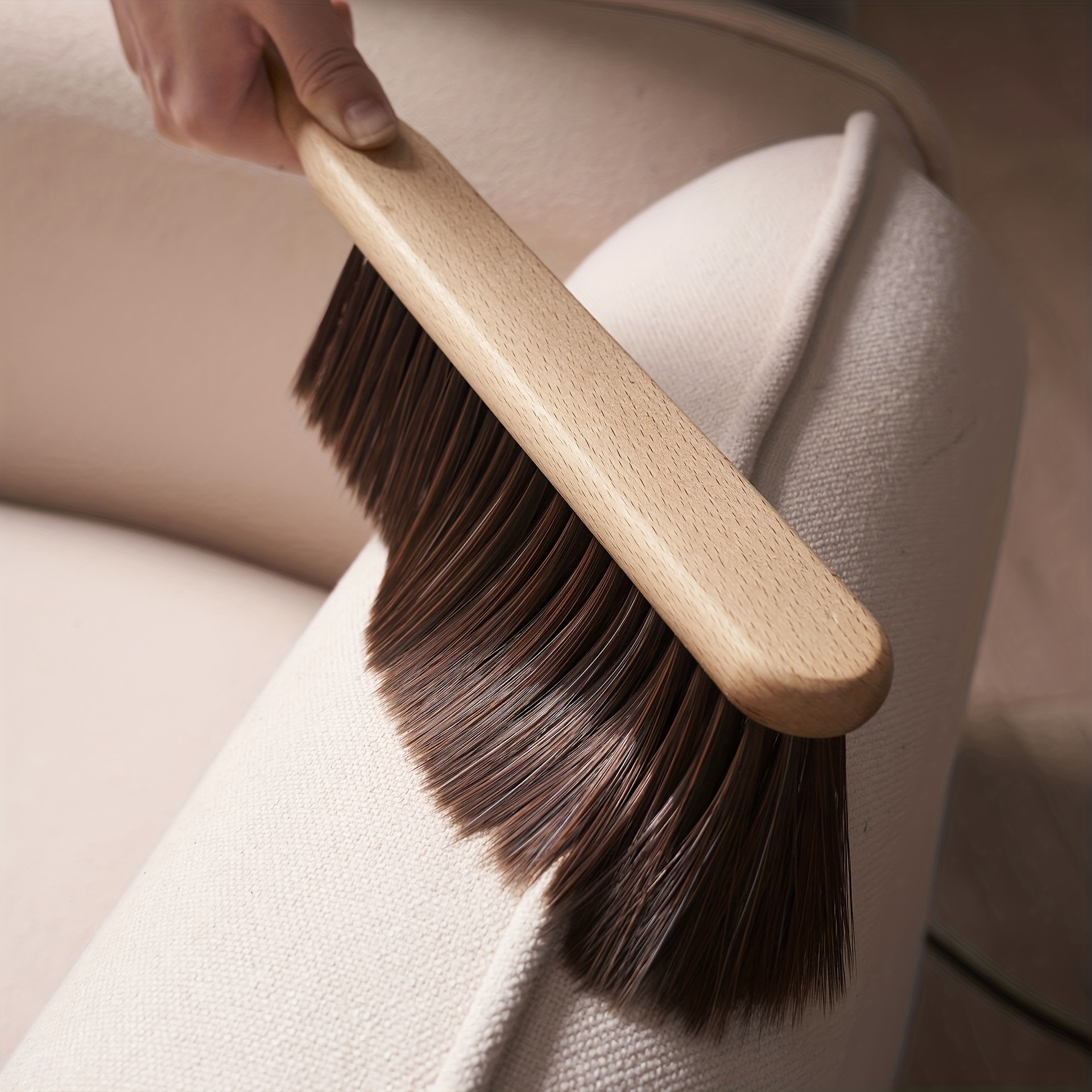 Hand Broom Cleaning Brushes-Soft Bristles Dusting Brush for Cleaning  Car/Bed/Couch/Draft/Garden/Furniture/Clothes,Wooden Handle