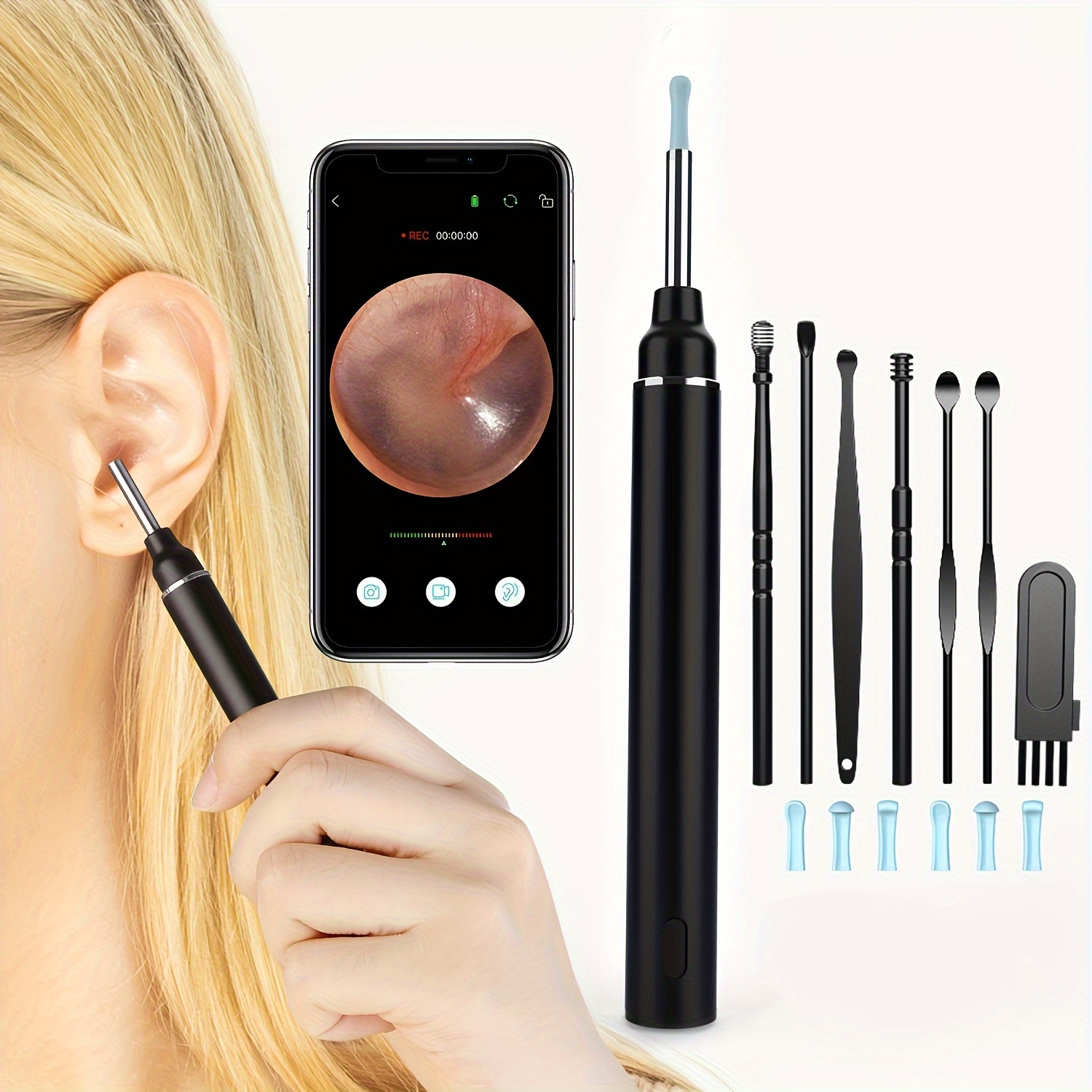 Endoscope for medical ear cleaning, device with mini camera