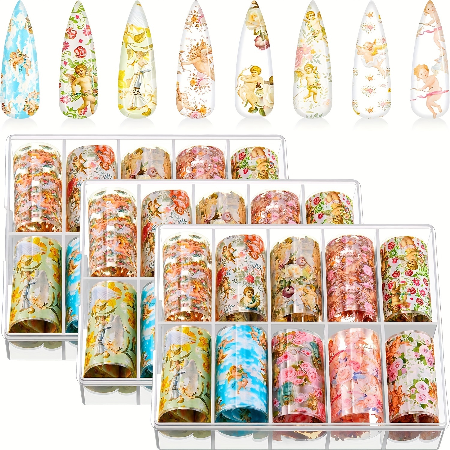 10 Sheets Retro Flower Nail Art Foil Transfer Stickers, Adhesive Nail Art  Supplies For Acrylic Nails Foil Stickers, Nails Supply Floral Manicure Tips