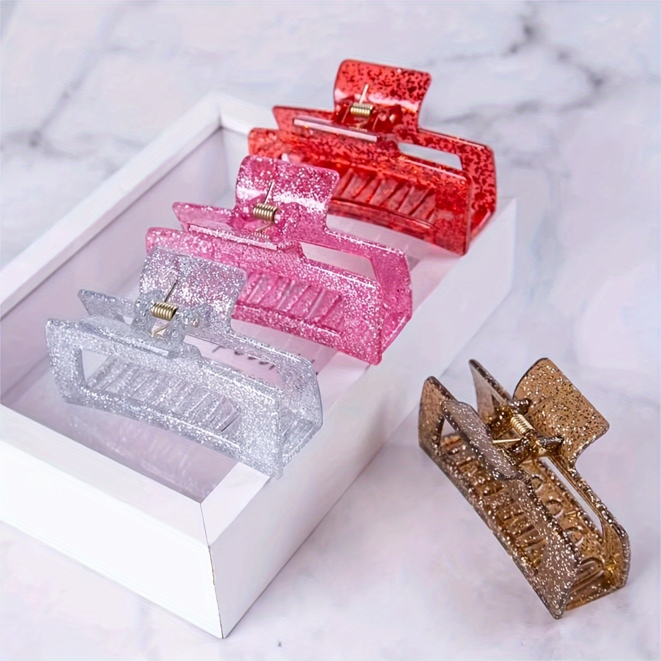 4pcs Women' Shaped Hairclips, Random Colors, Large Size, Suitable Fordaily Wear