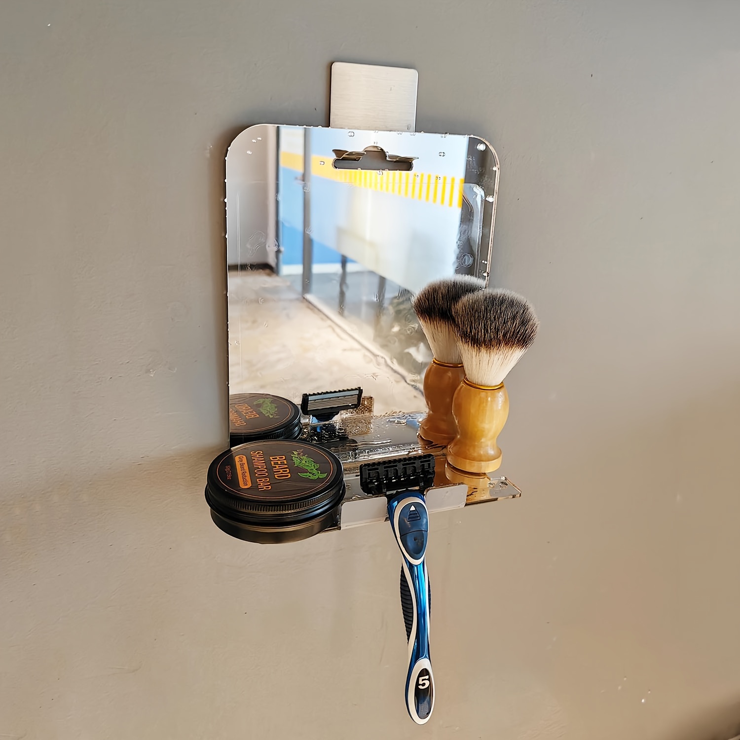 Shower Mirror Fogless For Shaving Wall Hanging Bathroom Mirror Square  Portable Anti Fog Glass Mirror With Shaver Holder, Bathroom Organizer For  Home Travel - Temu