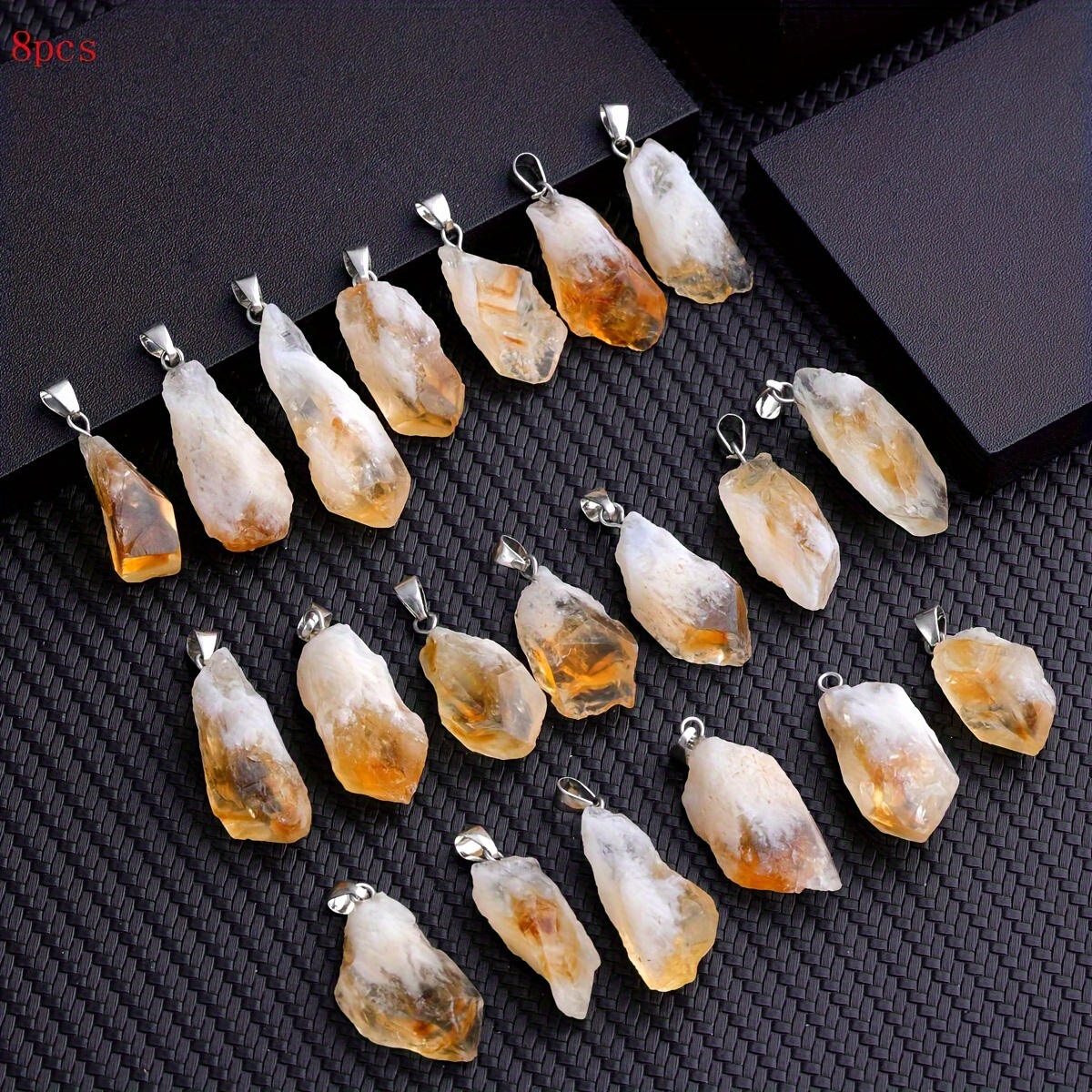 1/8/15/20pcs Irregular Natural Stone Hand-knocked Citrine Pendant And Stone Bulk Crystal Necklace Charm Diy Crystal Necklace Making Jewelry Making With Crystals Wholesale Valentine's Day Gift