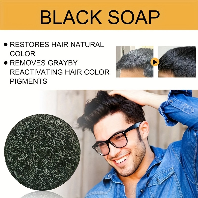 Men's Black Soap Gray Coverage Bar Shampoo Hair Soap - Temu