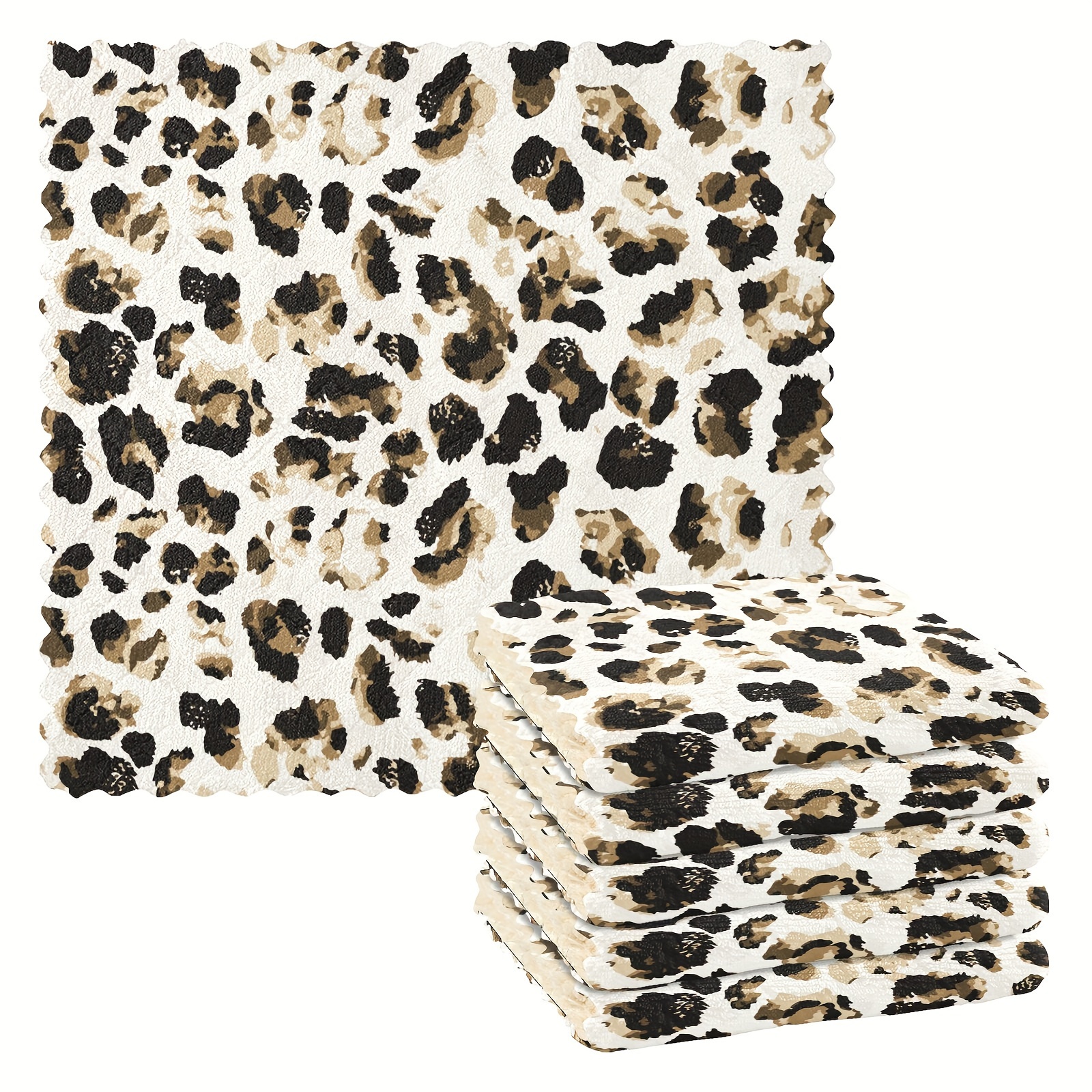 Kitchen Cleaning Towels, Black And White Leopard Print Scenery Kitchen  Cleaning Towels, Strong Water Absorption, Easy To Clean, Used For Kitchen  Utensil Cleaning And Countertop Wiping, Ultra-fine Fiber Cleaning Cloth,  Scouring Pad 