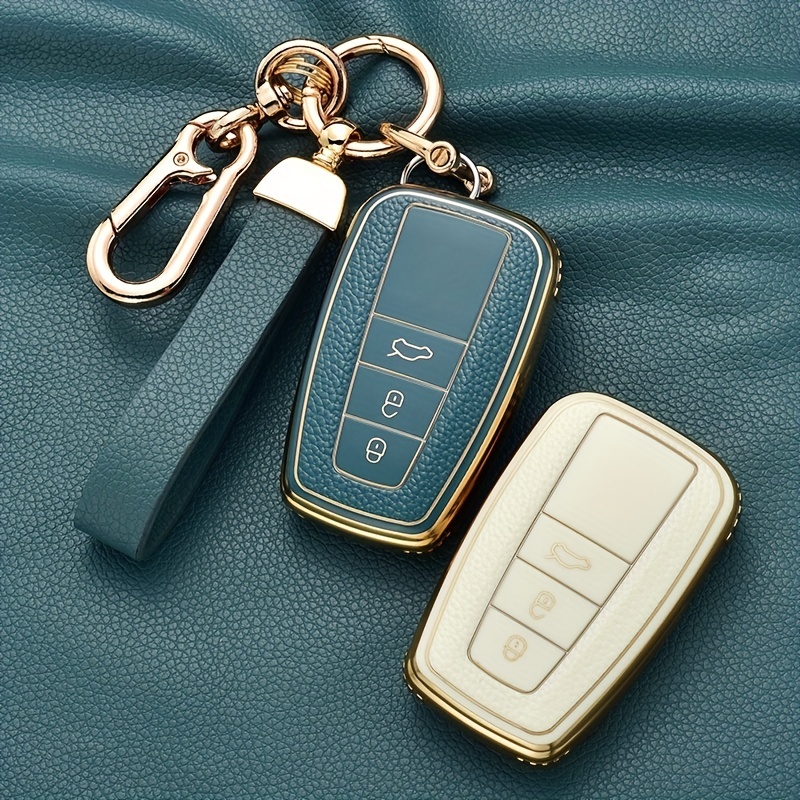 Key Fob Cover With Pu Leather Lanyard, Car Key Case For 2018-2022 Avalon  Corolla Gt86 Smart Key Protector - Temu