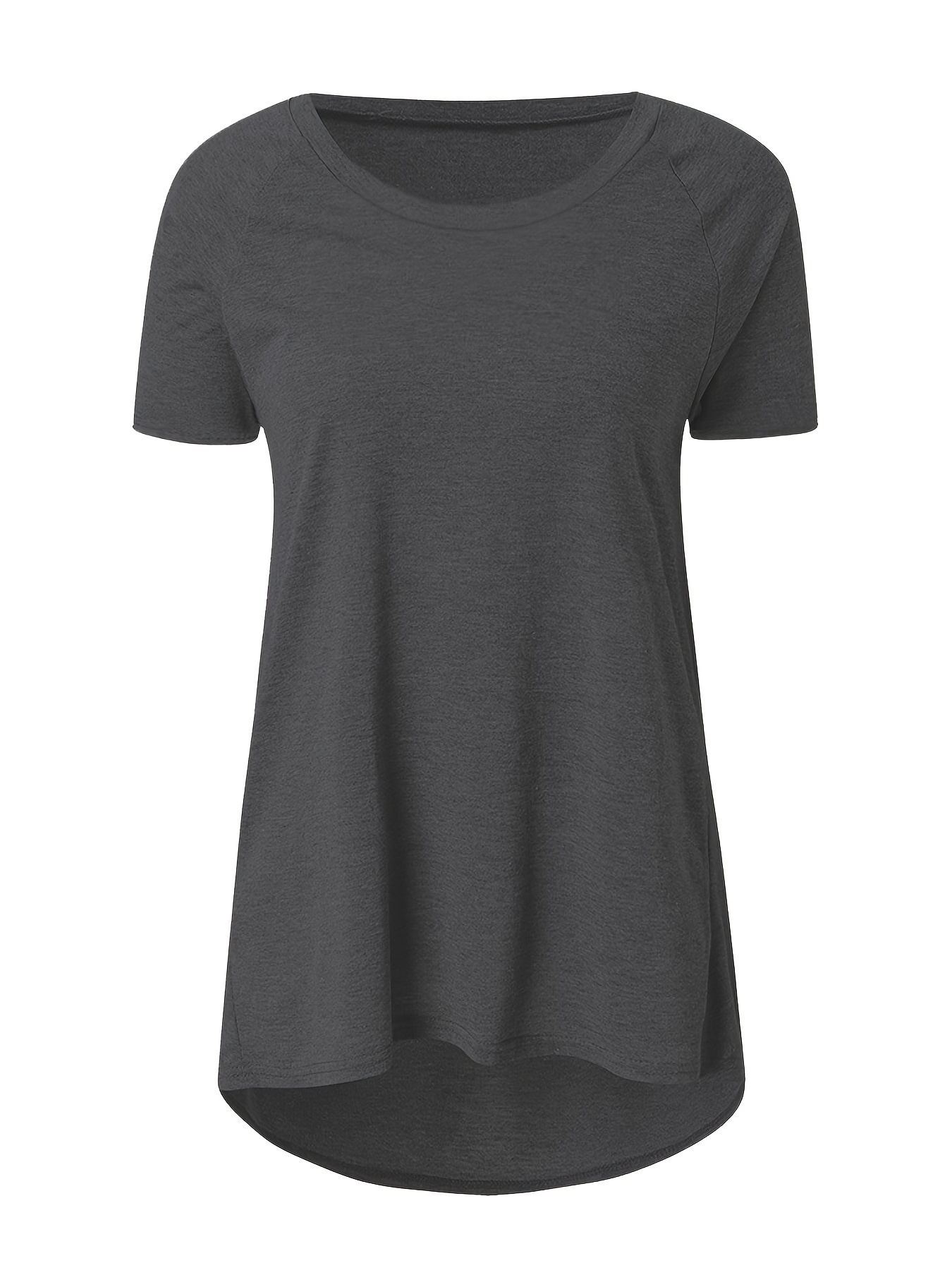 Camiseta básica de manga larga para mujer, con cuello redondo Camiseta lisa  de algodón y LICRA, camisetas de talla grande para…
