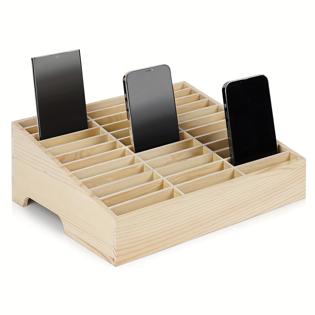 

1pc Cell Phones Storage Box, Desktop Wooden 36-grid Mobile Phone Holder, Organizer For Office School Classroom
